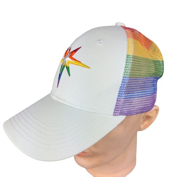 Melonwear Rainbow Mesh Trucker Hat LGBTQIA Pride Embroidered Star Snapback - Picture 9 of 14